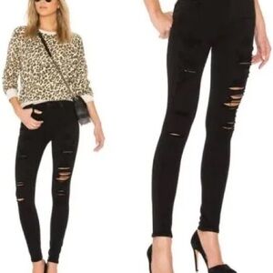 Revolve Agolde Sophie High Rise Moonstruck Black Distressed Denim Jeans Size 27